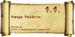 Vanya Valéria névjegykártya